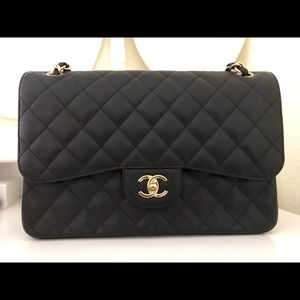 Authentic Chanel Jumbo classic double flap caviar